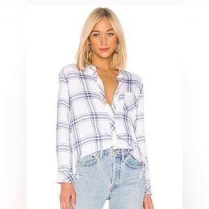 Rails Hunter Button Down Shirt in White Coast Blush Casual Western Boho Plaid